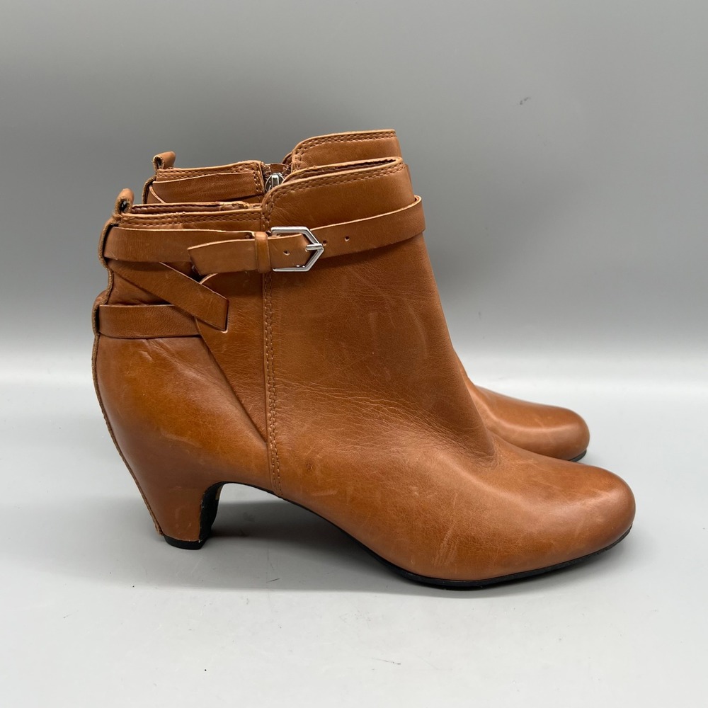 Sam Edelman Ankle Boots Womens 6.5 Brown Leather Buckle Strap Maddox Booties